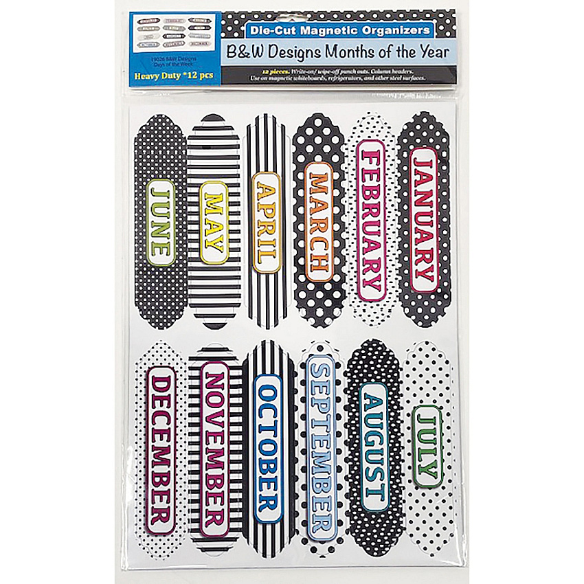 Ashley Magnetic Chalkboard Calendar Months 12 - Write on/Wipe off - 1 Each - Multicolor (19026)