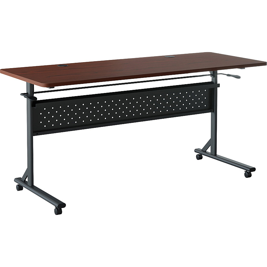 Lorell Shift 2.0 Flip and Nesting Mobile Table Laminated Rectangle Top - 60" Table Top Length x 24" Table Top Width x 1" Table Top Thickness - 29.50" Height - Assembly Required - Mahogany - 1 Each (LLR60760)