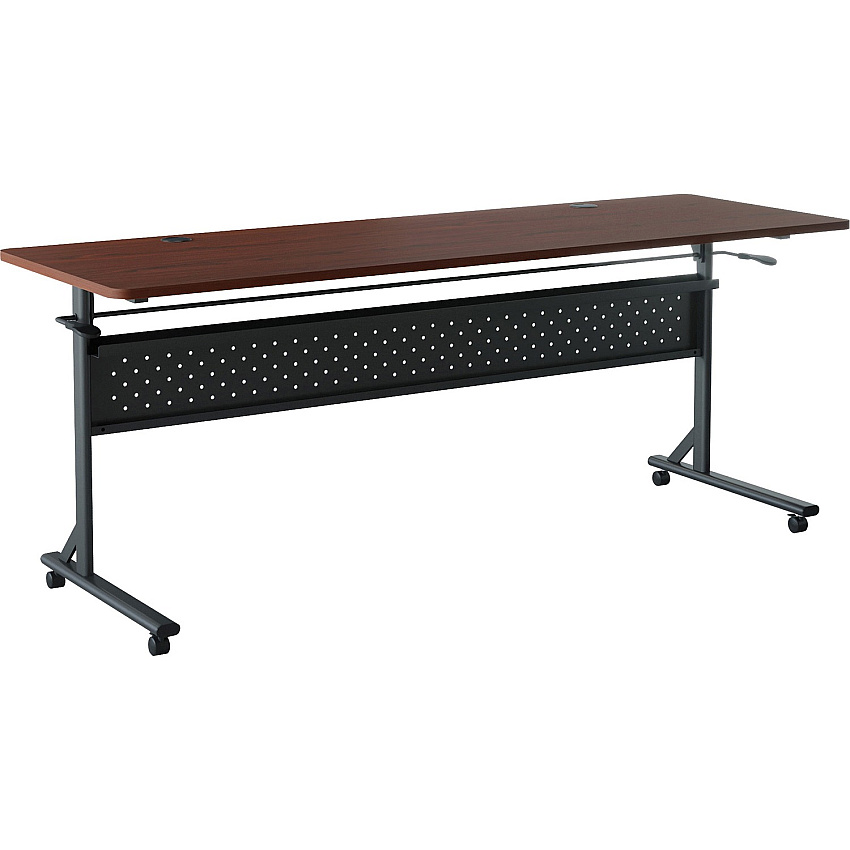 Lorell Shift 2.0 Flip and Nesting Mobile Table Laminated Rectangle Top - 72" Table Top Length x 24" Table Top Width x 1" Table Top Thickness - 29.50" Height - Assembly Required - Mahogany - 1 Each (LLR60761)