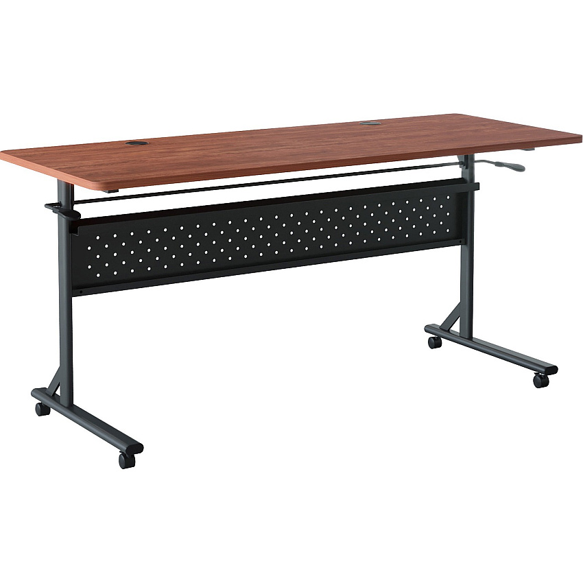 Lorell Shift 2.0 Flip and Nesting Mobile Table Laminated Rectangle Top - 60" Table Top Length x 24" Table Top Width x 1" Table Top Thickness - 29.50" Height - Assembly Required - Cherry - 1 Each (LLR60762)