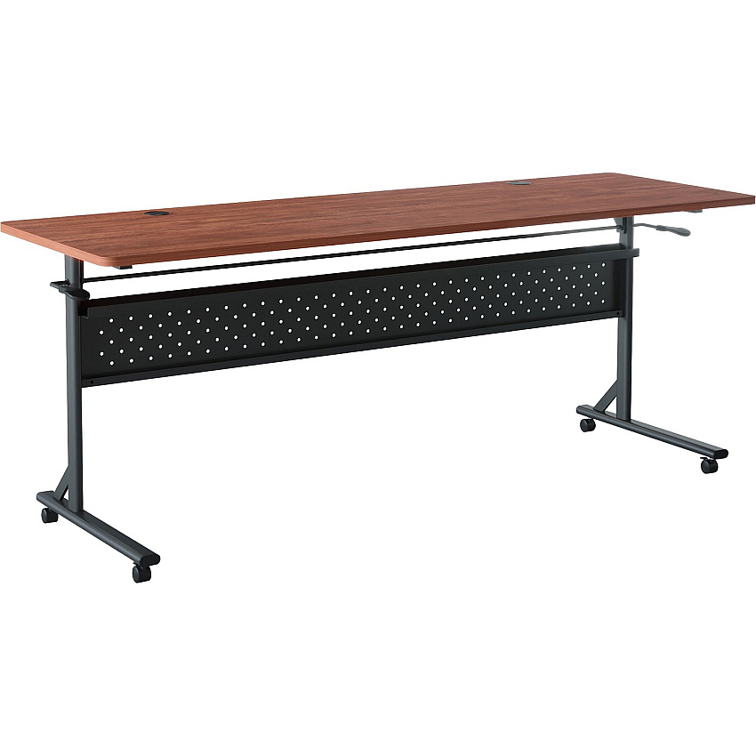 Lorell Shift 2.0 Flip and Nesting Mobile Table Laminated Rectangle Top - 72" Table Top Length x 24" Table Top Width x 1" Table Top Thickness - 29.50" Height - Assembly Required - Cherry - 1 Each (LLR60763)