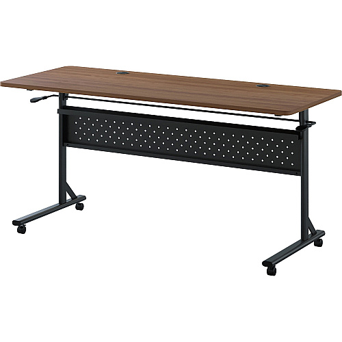 Lorell Shift 2.0 Flip and Nesting Mobile Table Laminated Rectangle Top - 60" Table Top Length x 24" Table Top Width x 1" Table Top Thickness - 29.50" Height - Assembly Required - Walnut - 1 Each (LLR60764)