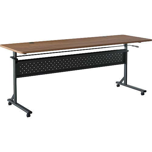 Lorell Shift 2.0 Flip and Nesting Mobile Table Laminated Rectangle Top - 72" Table Top Length x 24" Table Top Width x 1" Table Top Thickness - 29.50" Height - Assembly Required - Walnut - 1 Each (LLR60765)