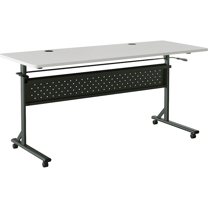 Lorell Shift 2.0 Flip and Nesting Mobile Table Laminated Rectangle Top - 60" Table Top Length x 24" Table Top Width x 1" Table Top Thickness - 29.50" Height - Assembly Required - Gray - 1 Each (LLR60766)