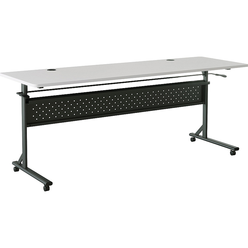 Lorell Shift 2.0 Flip and Nesting Mobile Table Laminated Rectangle Top - 72" Table Top Length x 24" Table Top Width x 1" Table Top Thickness - 29.50" Height - Assembly Required - Gray - 1 Each (LLR60767)