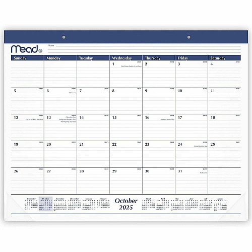 Cambridge Basic 2025-2026 Monthly Desk Pad Calendar, Standard, 21 3/4" x 17" (CRM92020)