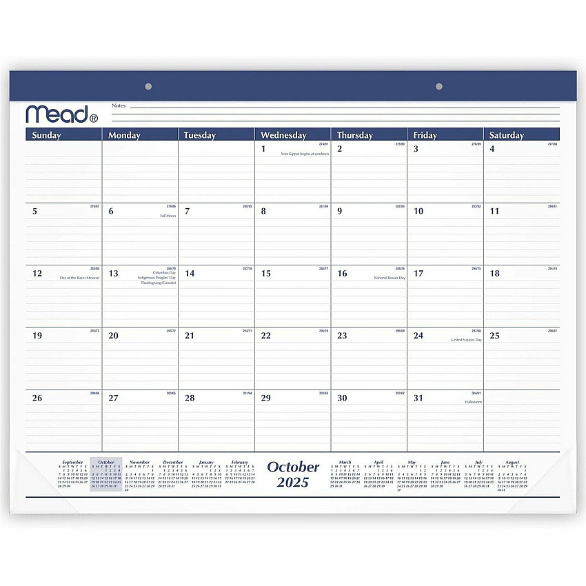 Cambridge Basic 2025-2026 Monthly Desk Pad Calendar, Standard, 21 3/4" x 17" (CRM92020)