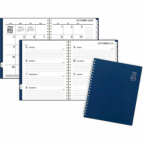 Mead 2022-2023 BIG PLANS Weekly Monthly Planner, Navy, Large, 8 1/2" x 11" (CRW63020)