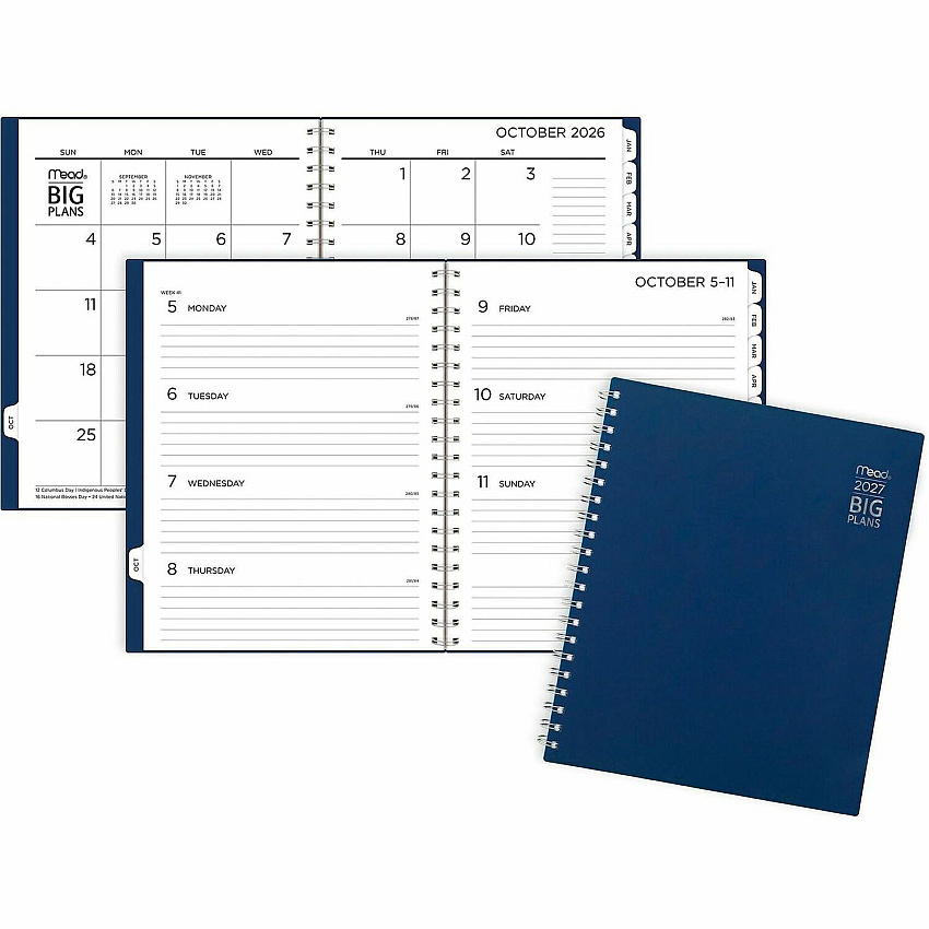 Mead 2022-2023 BIG PLANS Weekly Monthly Planner, Navy, Large, 8 1/2" x 11" (CRW63020)