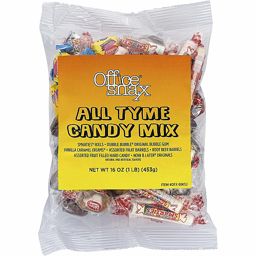 Office Snax All Tyme Mix Assorted Candies Assorted - Individually Wrapped - 16 oz - 1 Bag (00652)