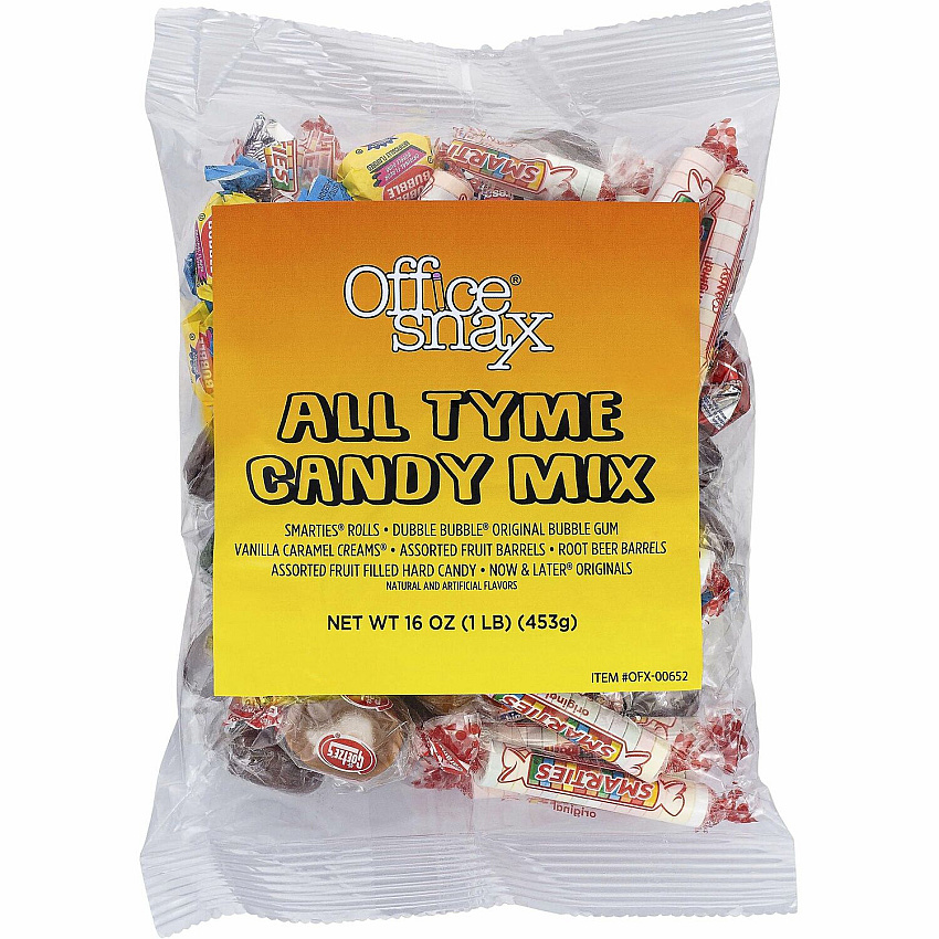 Office Snax All Tyme Mix Assorted Candies Assorted - Individually Wrapped - 16 oz - 1 Bag (00652)