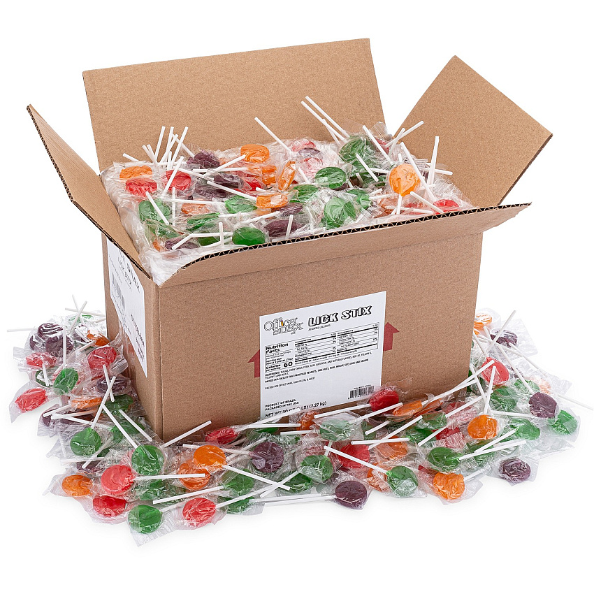 Office Snax Assorted Lollipops Assorted - Individually Wrapped - 5 lb - 1 / Carton (00654)