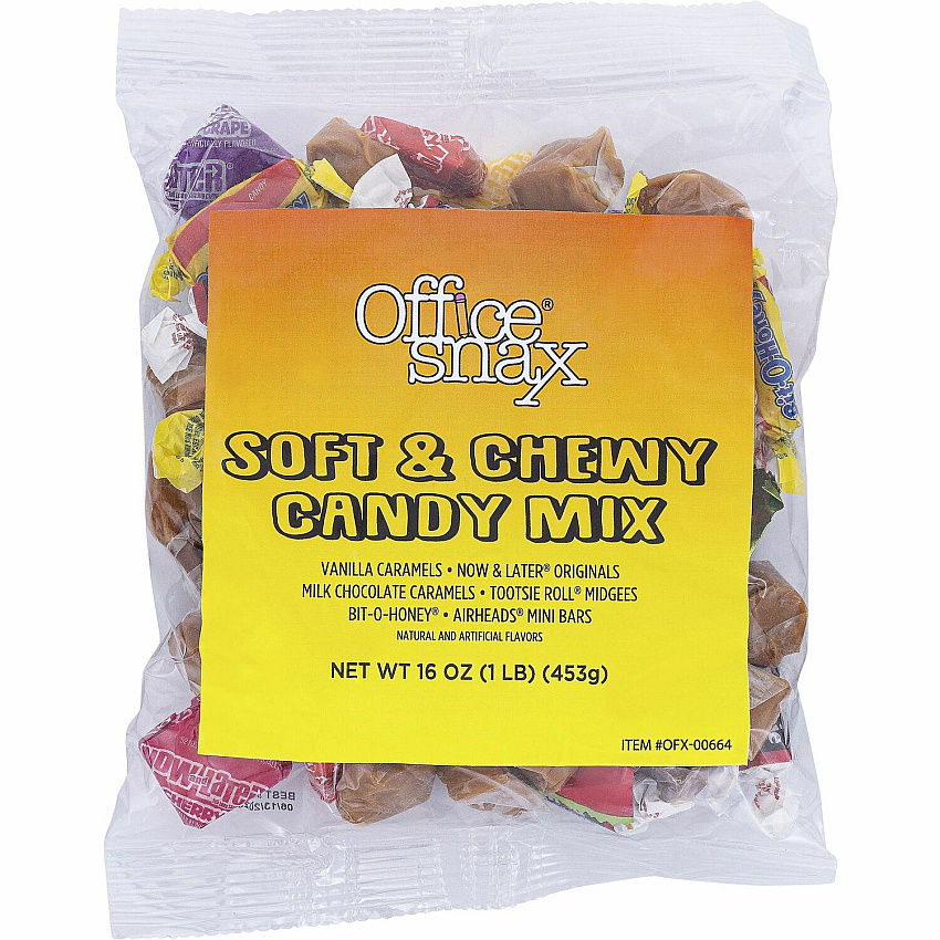 Office Snax Soft & Chewy Mix Assorted Candy Assorted - Individually Wrapped - 16 oz - 1 Each (00664)