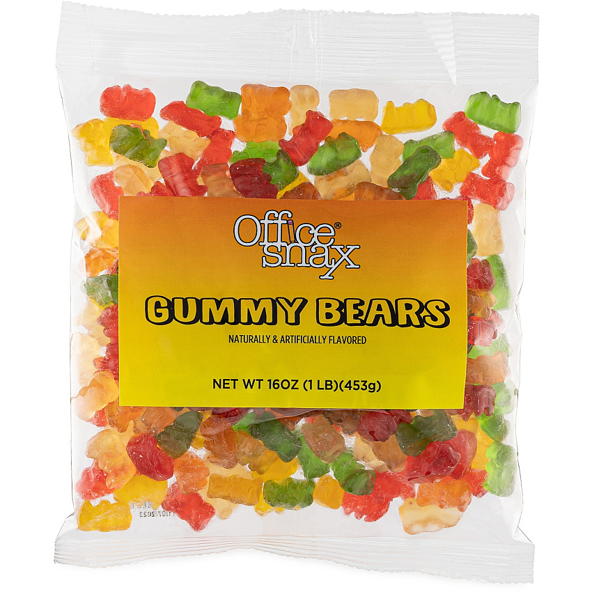 Office Snax Gummy Bears Candy Assorted - 16 oz - 1 Each (00669)