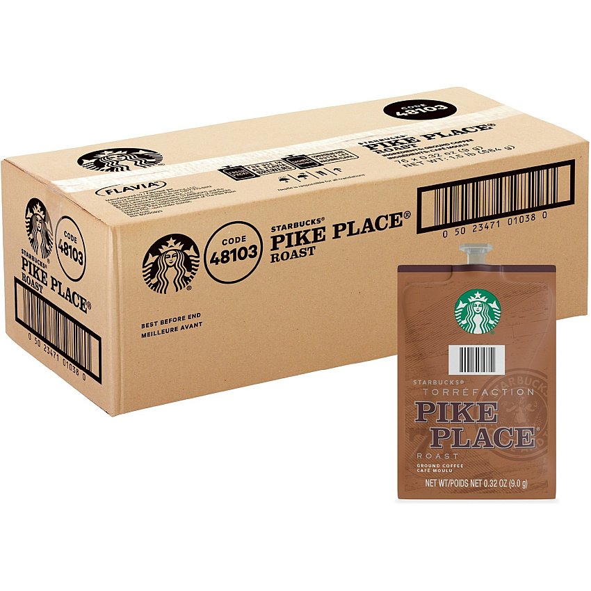 Starbucks Freshpack Pike Place Roast Coffee American - Medium - Ground, Freshpack - Pike Place, Classic - 76 / Case (48103)