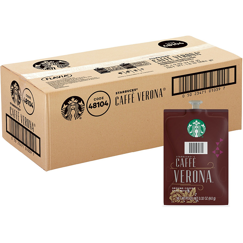 Starbucks Freshpack Caffe Verona Coffee Compatible with Flavia - American - Dark - Freshpack, Ground - Caffe Verona, Classic - 76 / Case (48104)