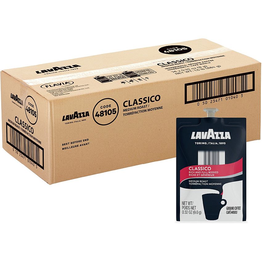 Lavazza Freshpack Classico Coffee Medium - 0.3 oz - Ground, Freshpack - Classico, Arabica, Robusta - 76 / Carton (48105)