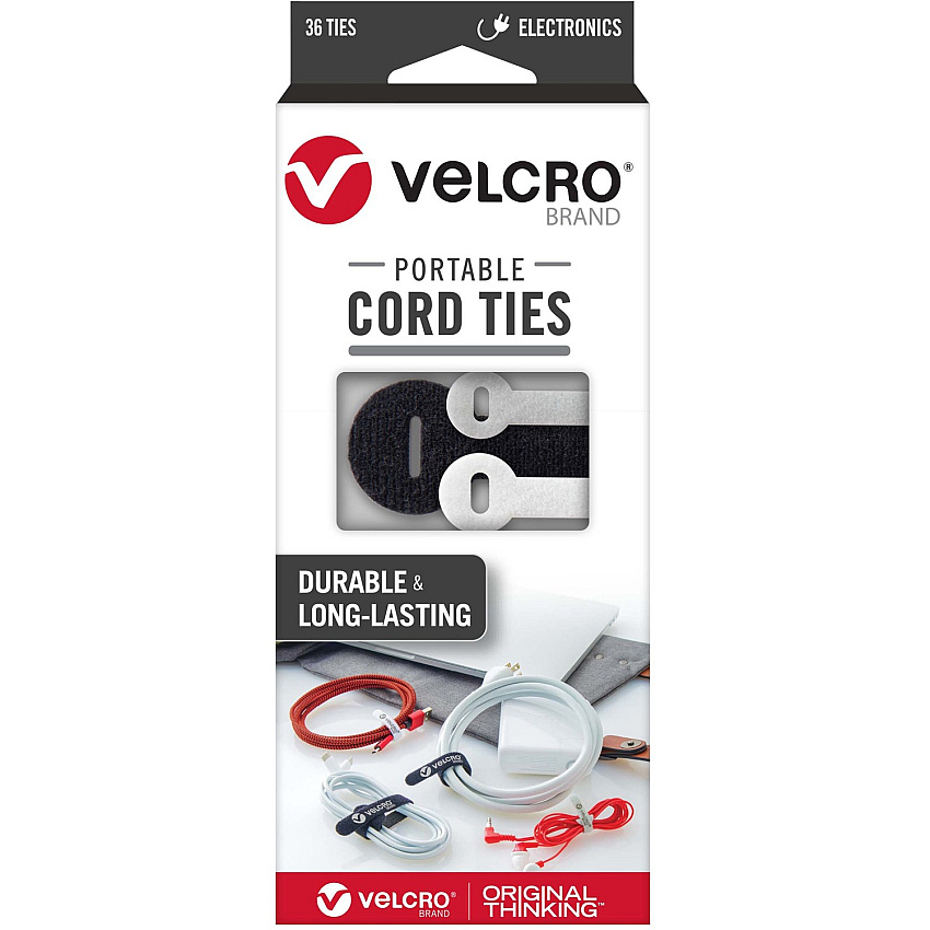 VELCRO&reg; Portable Cord Ties Cable Tie - Multi - 36 / Pack (30817)
