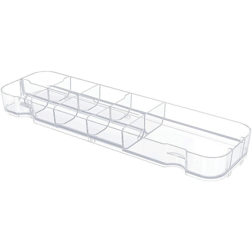 Deflecto Caddy Storage Tray 9 Compartment(s) - 1.30" Height x 13.10" Width x 3.80" Depth - Desktop - Portable, Stackable - Clear - Polystyrene - 1 Each (29311CR)