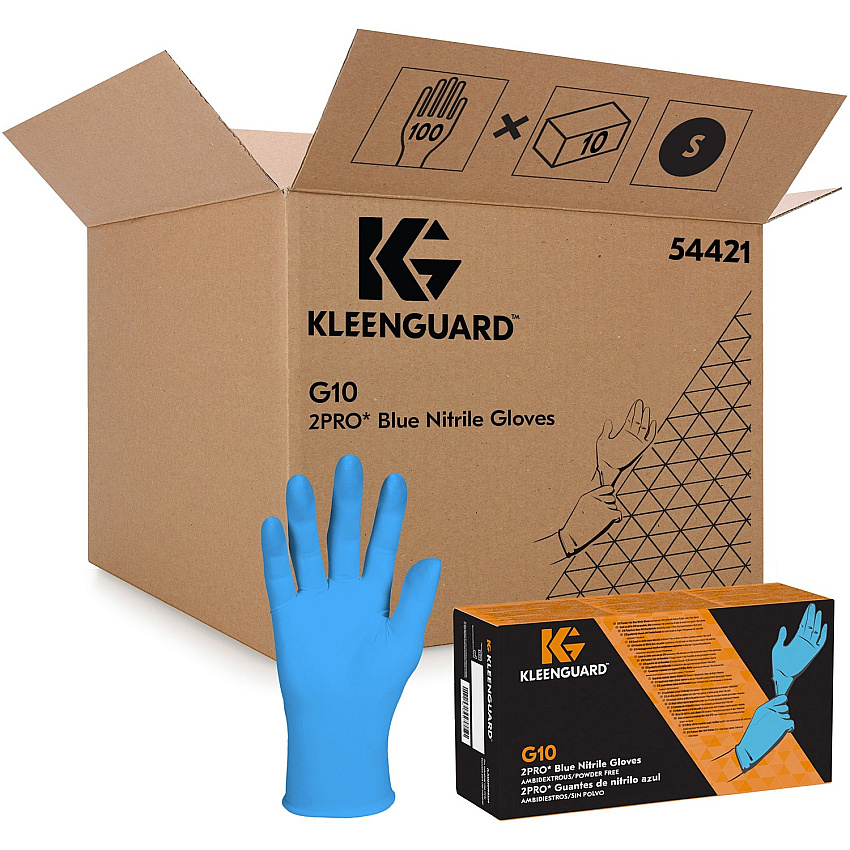 Kleenguard G10 Blue Nitrile Gloves 6 mil Thickness x 9.50" Glove Length - Small Size - For Right/Left Hand - Nitrile - Blue - High Tactile Sensitivity, Textured Grip - For Food Handling, Food Preparation, Manufacturing, Food Service, Electrical, (54421CT)