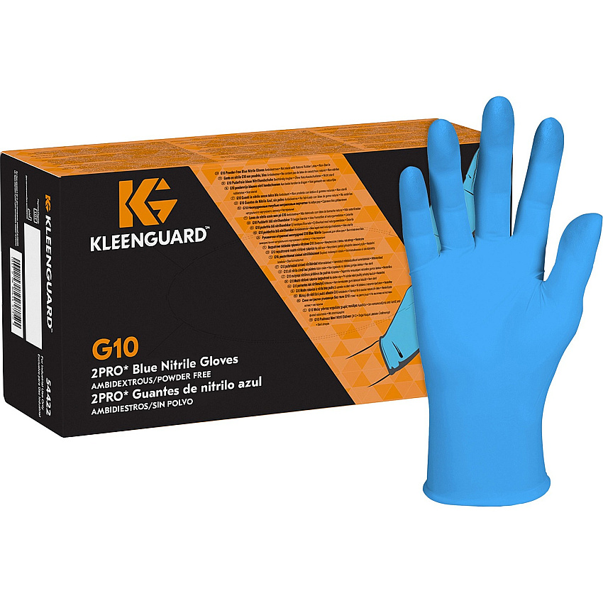 Kleenguard G10 Blue Nitrile Gloves 6 mil Thickness x 9.50" Glove Length - Medium Size - For Right/Left Hand - Nitrile - Blue - High Tactile Sensitivity, Textured Grip - For Food Handling, Food Preparation, Manufacturing, Food Service, Electrical,  (54422)