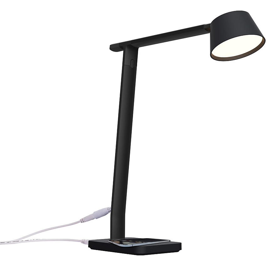 Bostitch Verve Adjustable LED Desk Lamp LED Bulb - Adjustable, Dimmable, Adjustable Brightness, Clock, Durable, Wireless Charging, Swivel Base, Color Changing Mode - Aluminum - Desk Mountable - Black - for Desk - Alexa Supported (2200QISMBK)