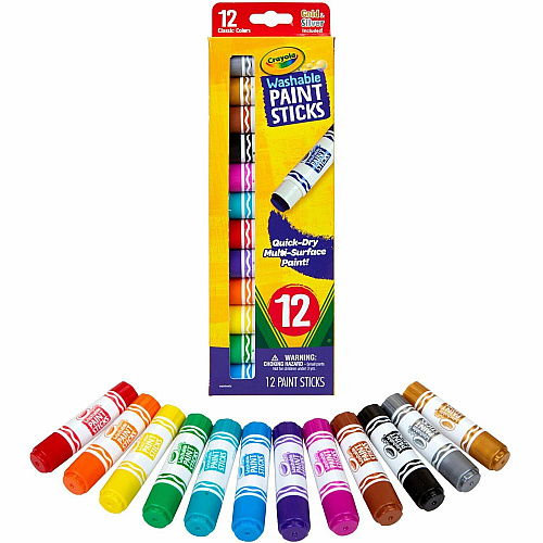 Crayola Project Quick-Dry Paint Sticks Stick - 12 Color(s) - Assorted - 0.28 fl oz - Washable - 12 / Pack (546211)