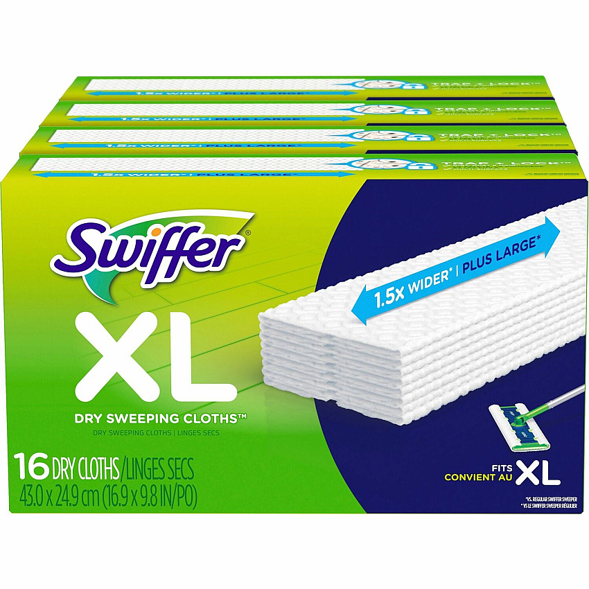 Swiffer Sweeper XL Dry Sweeping Cloths X-Large - White - 16/Box - 4 / Carton (96826CT)