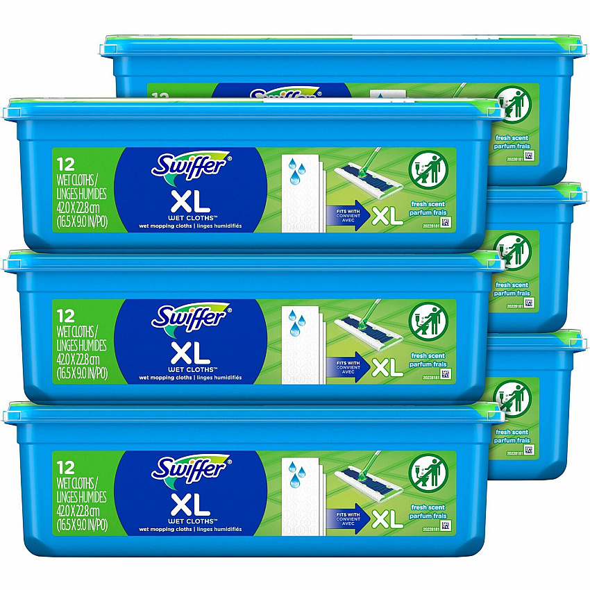 Swiffer Sweeper XL Wet Mopping Pads X-Large - White - 12/Pack - 6 / Carton (74471CT)