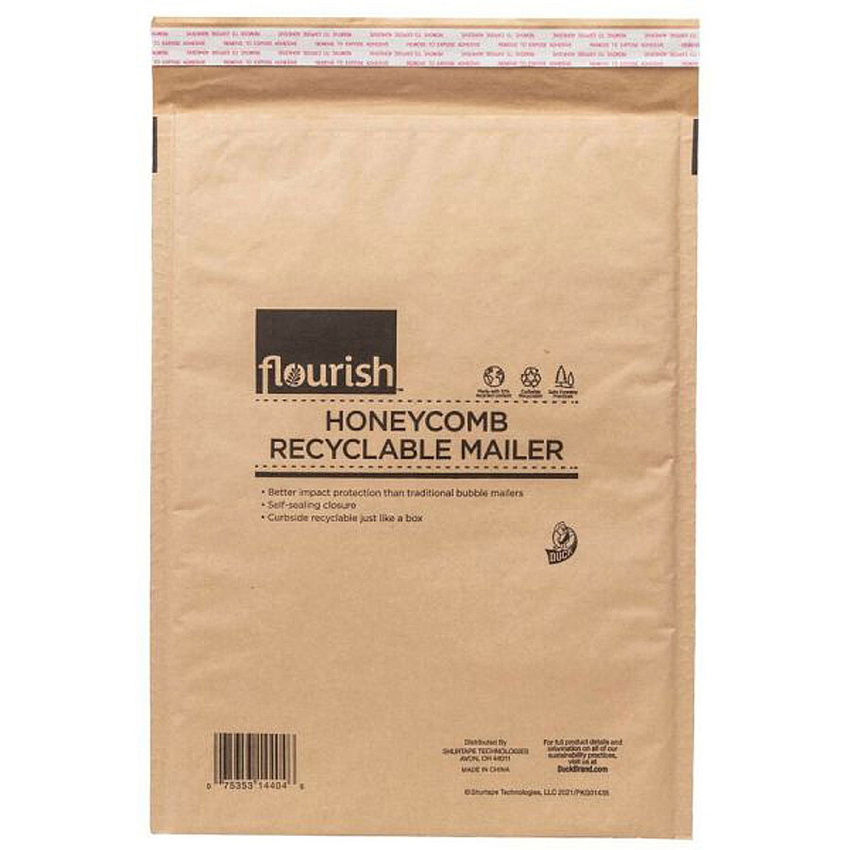 Duck Brand Flourish Honeycomb Recyclable Mailers Mailing/Shipping - 14 4/5" Length - Flap - Brown - 20 / Carton (287433)