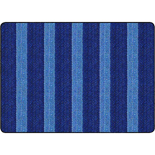 Flagship Carpets Basketweave Stripes Classroom Rug Floor Rug - 72" Length x 99.96" Width - Rectangle - Blue - Nylon - 1 Each (FA100632FS)