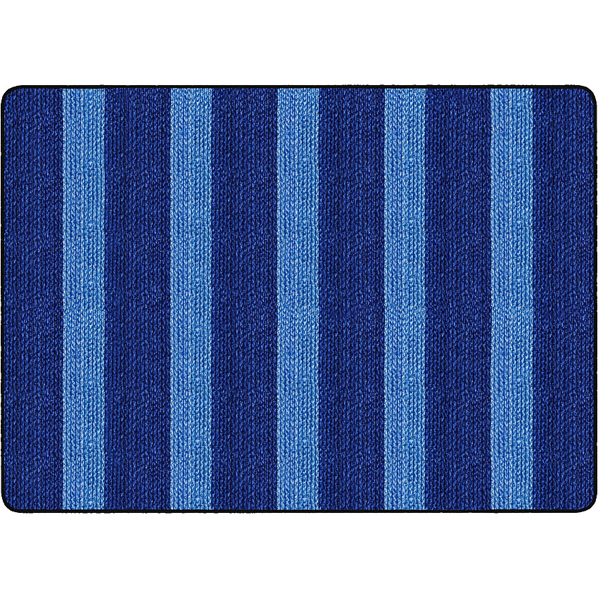 Flagship Carpets Basketweave Stripes Classroom Rug Floor Rug - 72" Length x 99.96" Width - Rectangle - Blue - Nylon - 1 Each (FA100632FS)