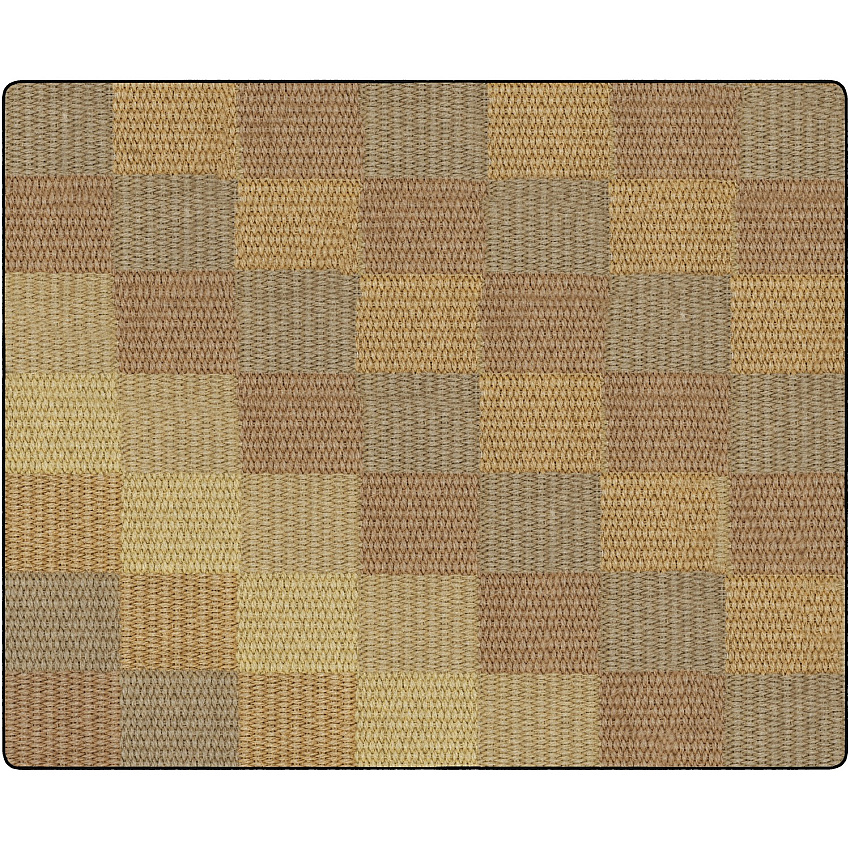 Flagship Carpets Basketweave Blocks Class Rug Floor Rug - 10.60 ft Length x 13.20 ft Width - Rectangle - Natural - Nylon - 1 Each (FA101058FS)