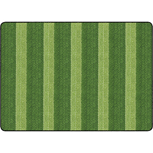Flagship Carpets Basketweave Stripes Classroom Rug Floor Rug - 72" Length x 100.80" Width - Rectangle - Green - Nylon - 1 Each (FA100732FS)