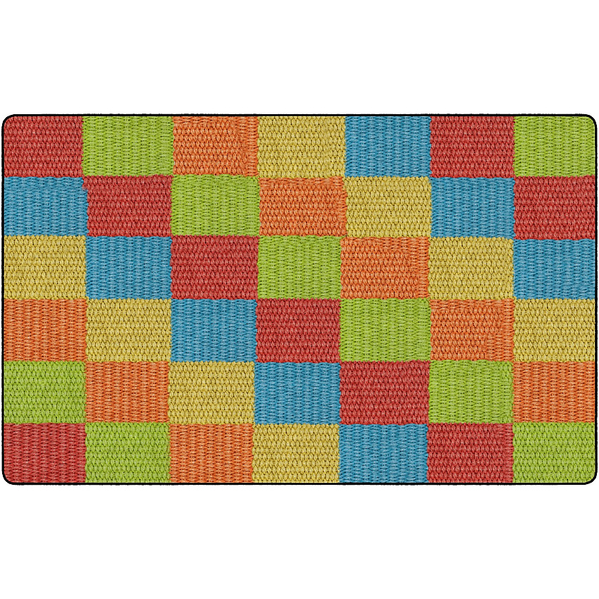 Flagship Carpets Basketweave Blocks Class Rug Floor Rug - 91.20" Length x 12 ft Width - Rectangle - Multi - Nylon - 1 Each (FA100944FS)