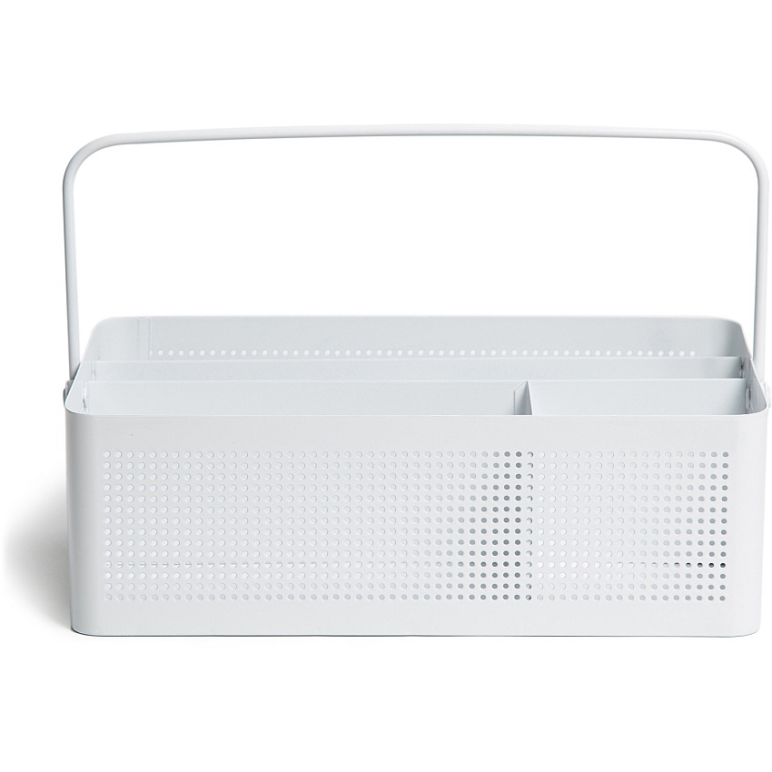 U Brands Perforated All-in-One Desktop Caddy 4 Compartment(s) - 3.90" Height x 12.30" Width x 6.90" Depth - Durable, Portable, Handle - White - Metal - 1 Each (5720U0106)