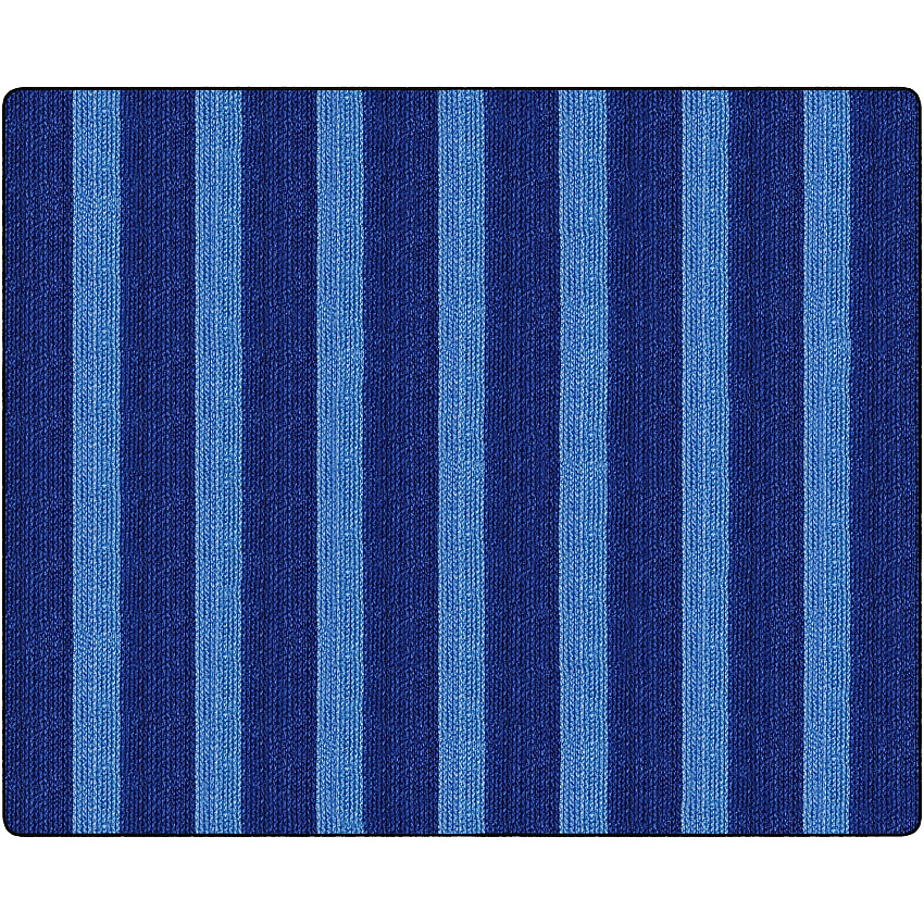 Flagship Carpets Basketweave Stripes Classroom Rug Floor Rug - 10.60 ft Length x 13.20 ft Width - Rectangle - Blue - Nylon - 1 Each (FA100658FS)