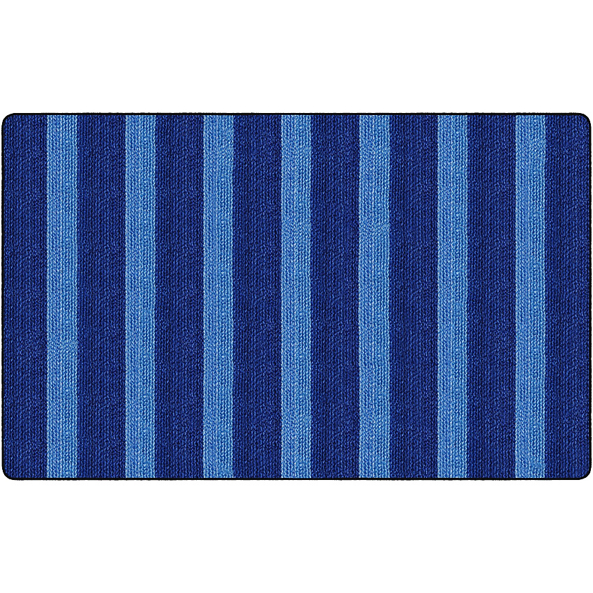 Flagship Carpets Basketweave Stripes Classroom Rug Floor Rug - 91.20" Length x 12 ft Width - Rectangle - Blue - Nylon - 1 Each (FA100644FS)