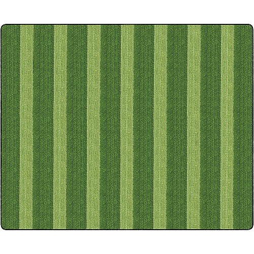 Flagship Carpets Basketweave Stripes Classroom Rug Floor Rug - 10.60 ft Length x 13.20 ft Width - Rectangle - Green - Nylon - 1 Each (FA100758FS)