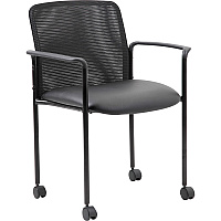 Boss Stackable Guest Chair Black Seat Color - Black Back Color - Mesh Back Material - Black Frame Color - Four-legged Base - Armrest - 1 Each (B6909RCS)