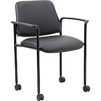 Boss Diamond Stacking Chair Black Seat Color - Vinyl Seat Material - Black Back Color - Vinyl Back Material - Black Frame Color - Tubular Steel Frame Material - Four-legged Base - Armrest - 1 Each (B9503RCS)