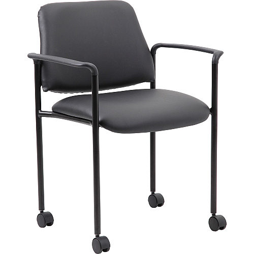 Boss Diamond Stacking Chair Black Seat Color - Vinyl Seat Material - Black Back Color - Vinyl Back Material - Black Frame Color - Tubular Steel Frame Material - Four-legged Base - Armrest - 1 Each (B9503RCS)