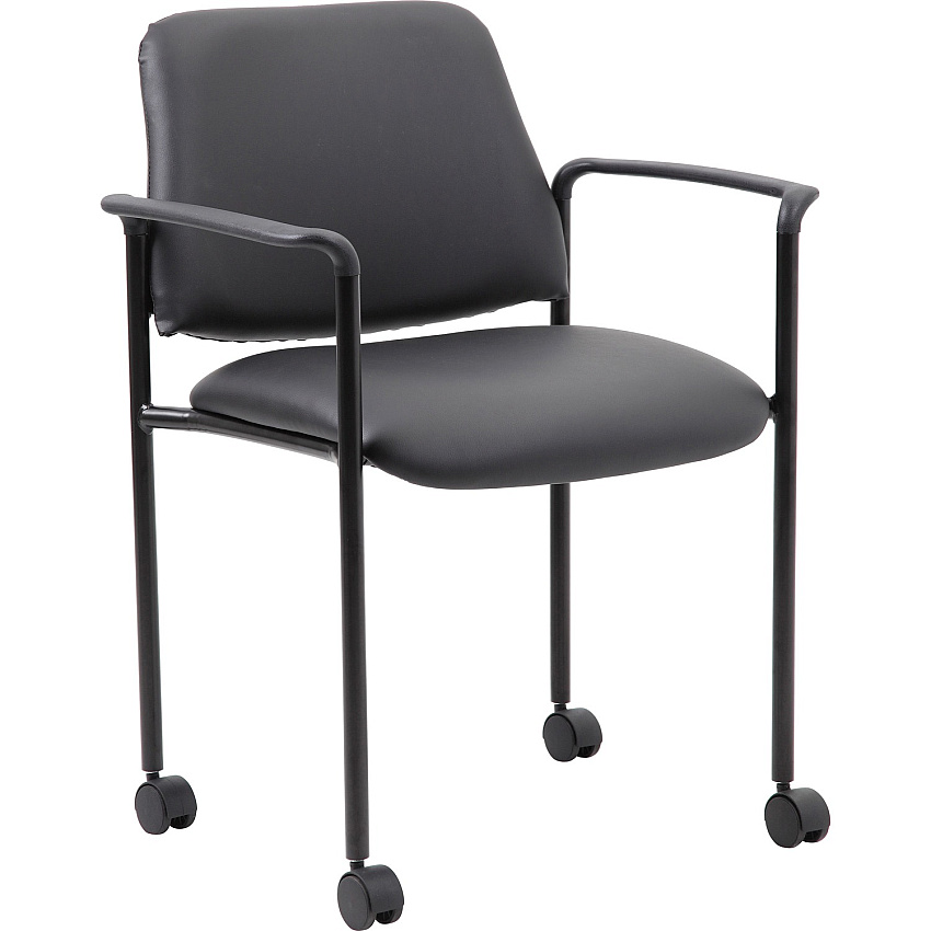Boss Diamond Stacking Chair Black Seat Color - Vinyl Seat Material - Black Back Color - Vinyl Back Material - Black Frame Color - Tubular Steel Frame Material - Four-legged Base - Armrest - 1 Each (B9503RCS)