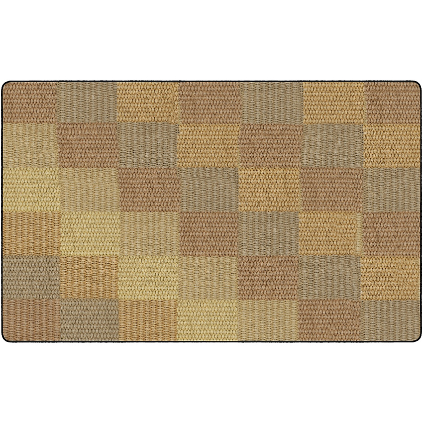 Flagship Carpets Basketweave Blocks Class Rug Floor Rug - 91.20" Length x 12 ft Width - Rectangle - Natural - Nylon - 1 Each (FA101044FS)