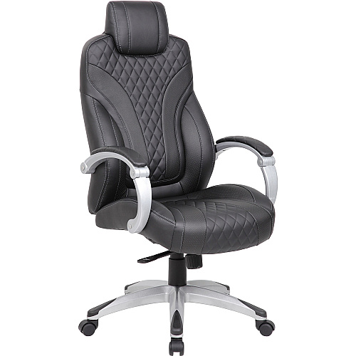 Boss Hinged Arm Executive Chair Black Seat Color - Vinyl Seat Material - Black Back Color - 5-star Base - Armrest - 1 Each (B8871BK)