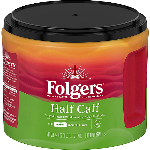Folgers&reg; 1/2 Caff Coffee Medium - 22.6 oz - 1 Each (30444)