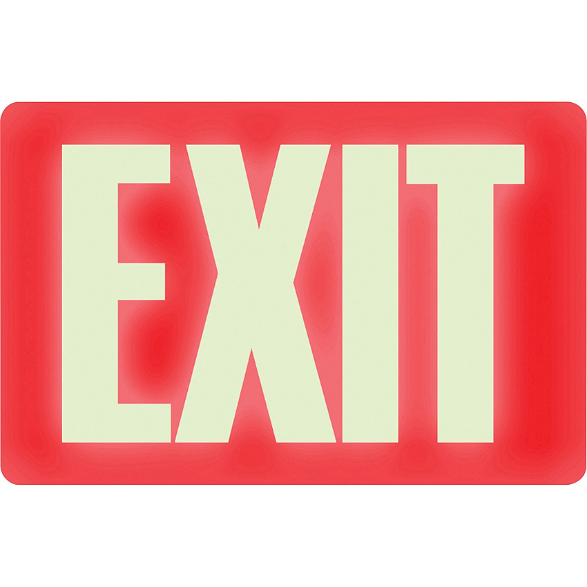 Headline Signs Glow In Dark EXIT Sign Print/Message "EXIT" - 12" Width x 8" Depth - Glow-in-the-dark - White on Red - 1 Each (4792)