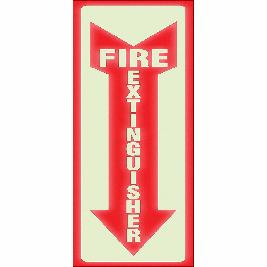 Headline Signs Glow In Dark Fire Extinguisher Sign Print/Message "Fire Extinguisher" - 4" Width x 13" Depth - Glow-in-the-dark, Durable - White, Red - 1 Each (4793)