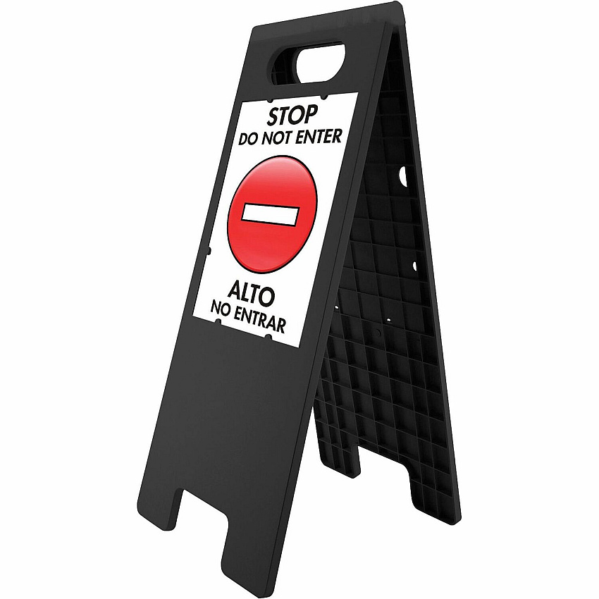 Headline Signs 2-Sided Floor Tent Sign Print/Message "STOP DO NOT ENTER" - 10.5" Width x 25" Depth - Double Sided - Dirt Resistant, Moisture Resistant, Heavy Duty, Sturdy - Plastic - Black - 1 Each (5694)