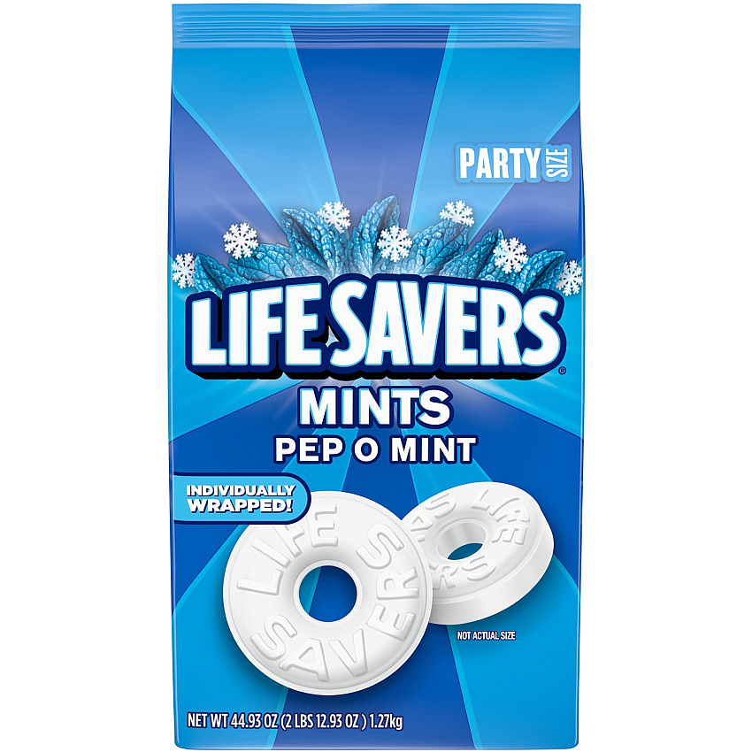 Life Savers Pep O Mint Hard Candy Peppermint - Individually Wrapped - 2.81 lb - 1 Each (29056)
